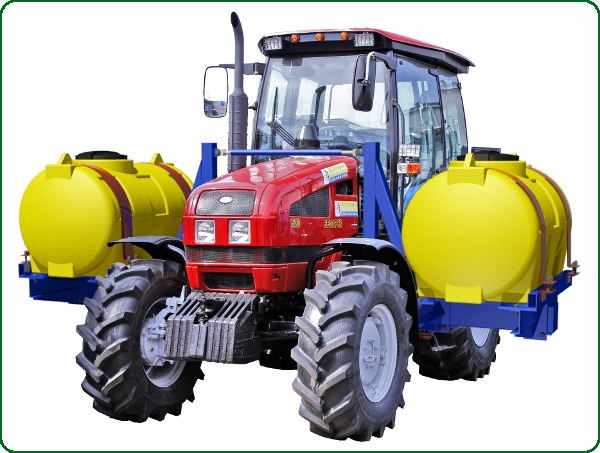 Монтируемые боковые емкости 1000л х2 на тракторе МТЗ-1523